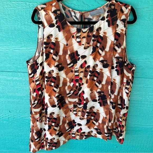 CLEARANCE CLASSIQUES ENTIER SILK ANIMAL PRINT FAUX WRAP TANK BLOUSE SIZE XL EUC - Picture 1 of 7